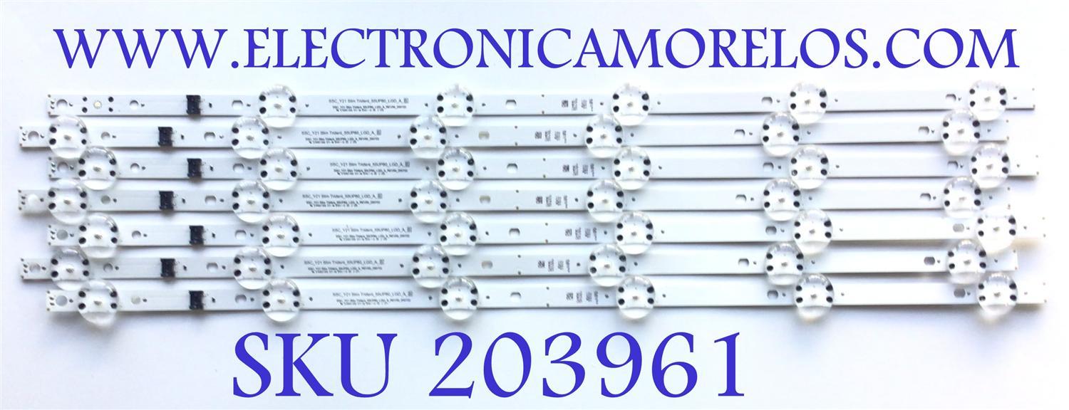 KIT DE LED'S PARA TV LG (7 PIEZAS) / NUM DE PARTE EAV65010301 / SSC_Y21 SLIM TRIDENT_55UP80_LGD_A_S / SSC_Y21 SLIM TRIDENT_55UP80_LGD_A_REV00_200722 / E466169 / PANEL NC550TQG-AAKH1 / MODELOS / 55UP8000PUA.BUSYLKR / 55UP7670PUC / 55UP7670PUC.BUSYLJM